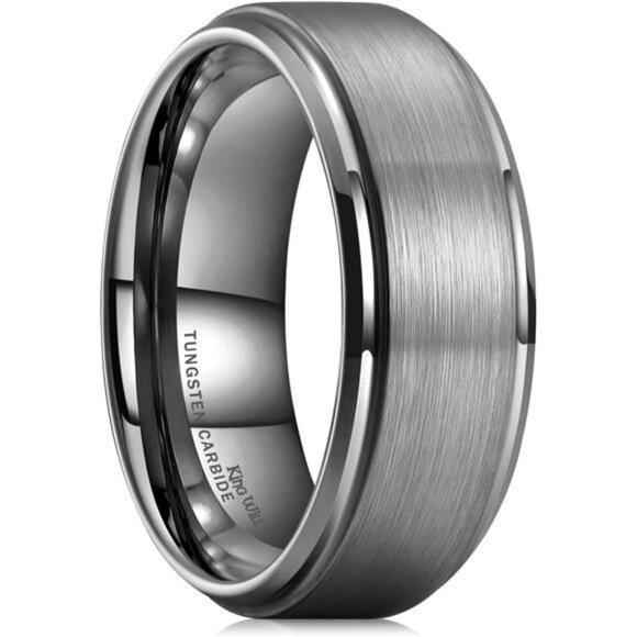 8mm/10mm Mens Brushed Tungsten Carbide Wedding Band Ring Polish Finished - Picture 1 of 7
